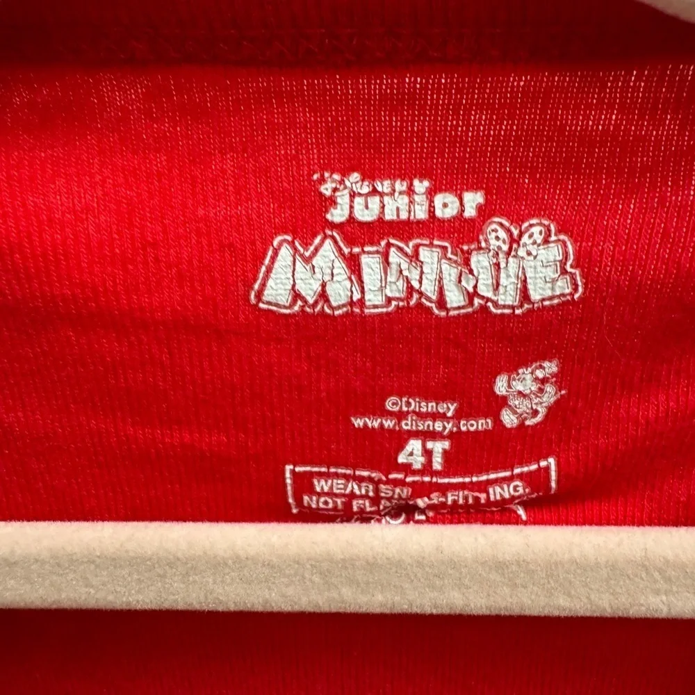 Disney Junior Minnie Mouse 4T Girls Red and Gray Long Sleeve Pajama Top Shirt